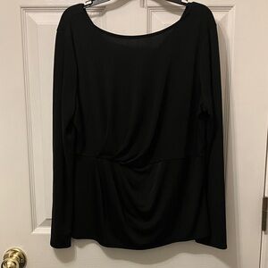 Excellent like new condition -  Alfani Black Long-Sleeve Draped Front Top